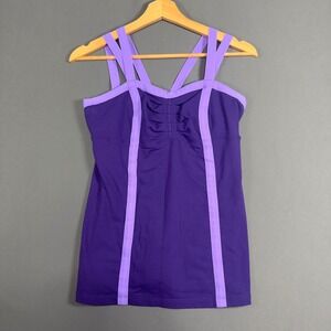 Lululemon Power Y Tank Top Womens Size 8 Purple Built In Bra Yoga Workout